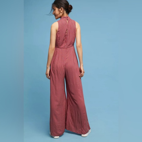 MAEVE by ANTHROPOLOGIE Red Frida Mock Neck Jumpsuit. Size 2 - Picture 4 of 11